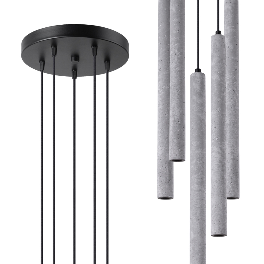 Kattokruunu johdossa PASTELO 5xG9/8W/230V betoni