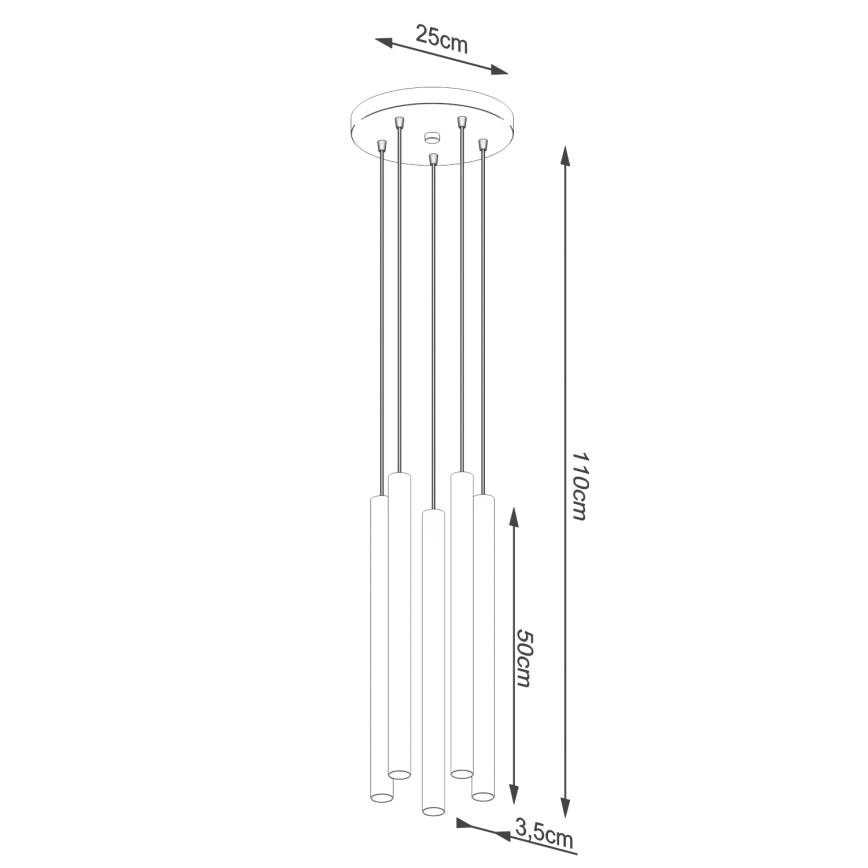 Kattokruunu johdossa PASTELO 5xG9/8W/230V betoni