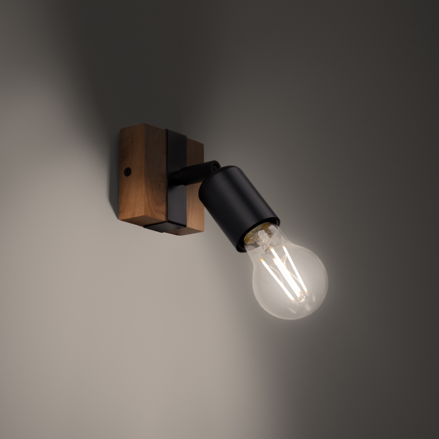 Kohdevalo ZUCA 1xE27/15W/230V musta/tammi