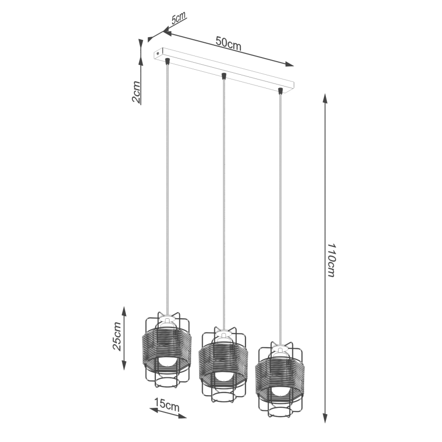 Kattokruunu johdossa GIZUR 3xE27/15W/230V