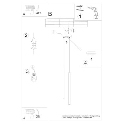 Kattokruunu johdossa PASTELO 2xG9/8W/230V kulta