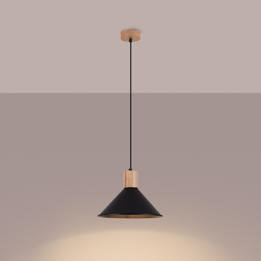 Kattokruunu johdossa JAGA 1xE27/15W/230V halkaisija 30 cm musta