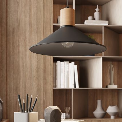 Kattokruunu johdossa JAGA 1xE27/15W/230V halkaisija 30 cm musta