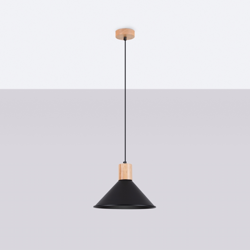 Kattokruunu johdossa JAGA 1xE27/15W/230V halkaisija 30 cm musta