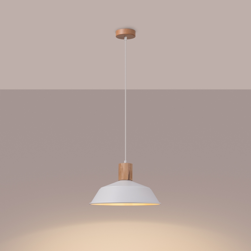 Kattokruunu johdossa FANO 1xE27/15W/230V halkaisija 34 cm valkoinen