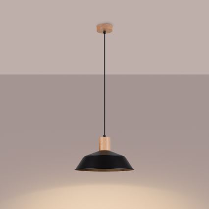 Kattokruunu johdossa FANO 1xE27/15W/230V halkaisija 34 cm musta