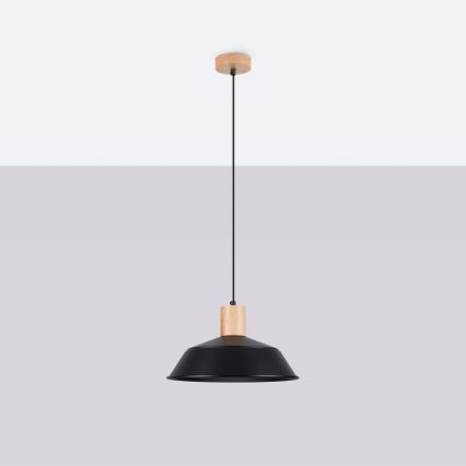Kattokruunu johdossa FANO 1xE27/15W/230V halkaisija 34 cm musta