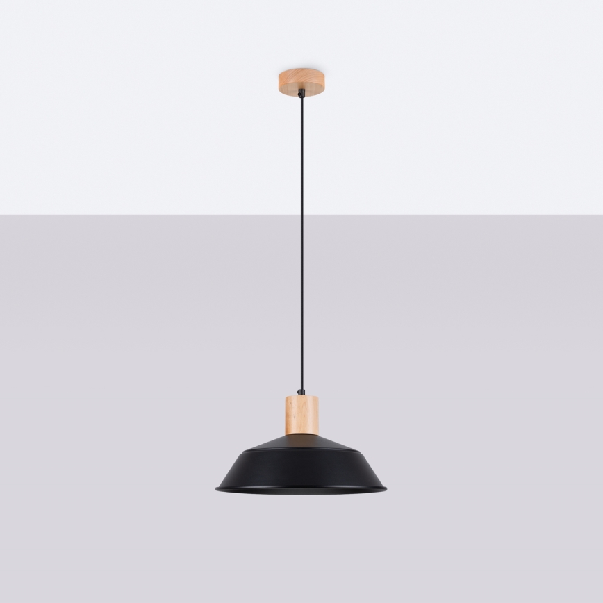 Kattokruunu johdossa FANO 1xE27/15W/230V halkaisija 34 cm musta