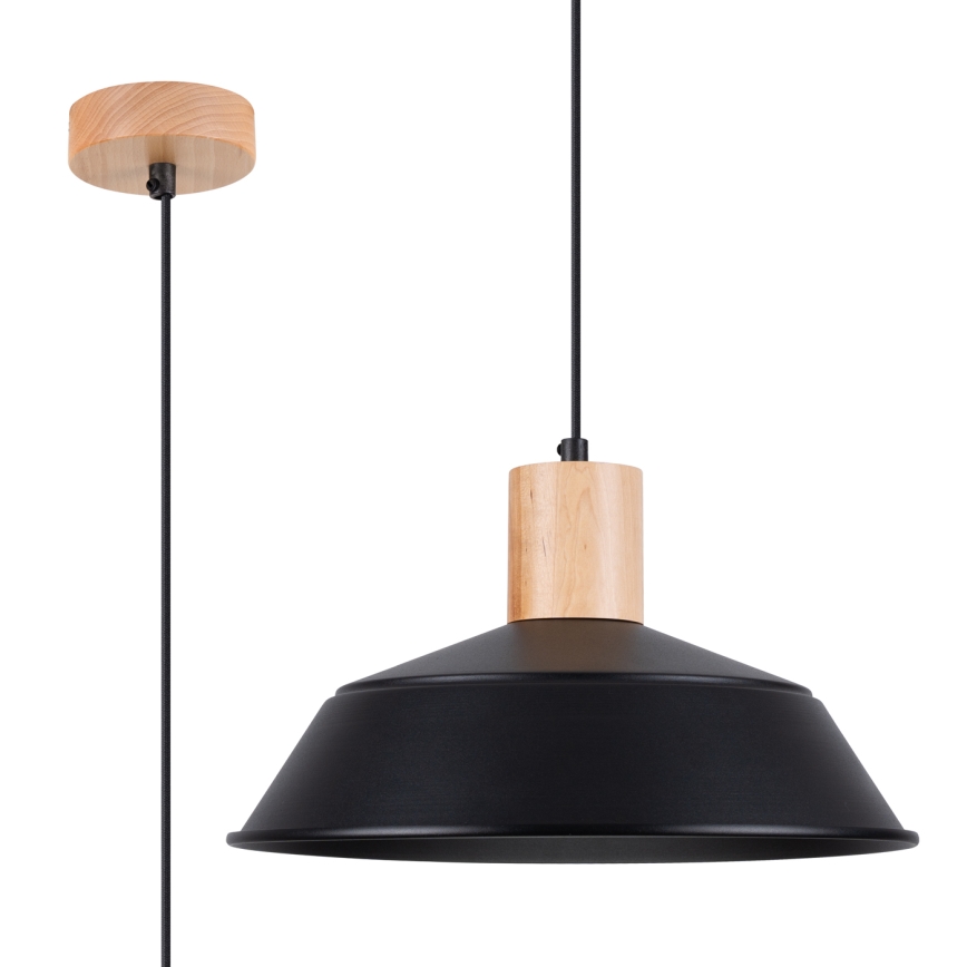 Kattokruunu johdossa FANO 1xE27/15W/230V halkaisija 34 cm musta