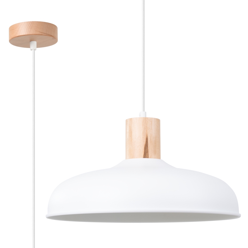 Kattokruunu johdossa INDY 1xE27/15W/230V halkaisija 38 cm valkoinen