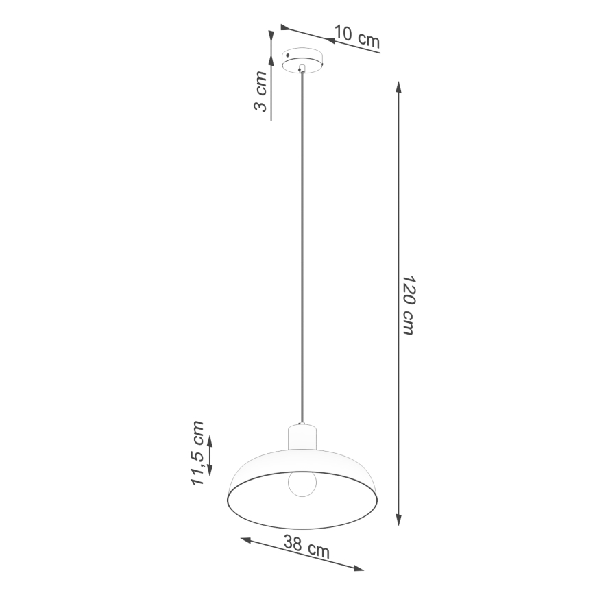 Kattokruunu johdossa INDY 1xE27/15W/230V halkaisija 38 cm valkoinen