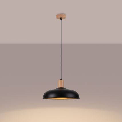 Kattokruunu johdossa INDY 1xE27/15W/230V halkaisija 38 cm musta