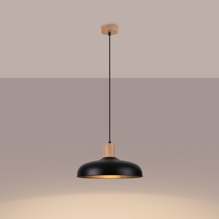 Kattokruunu johdossa INDY 1xE27/15W/230V halkaisija 38 cm musta