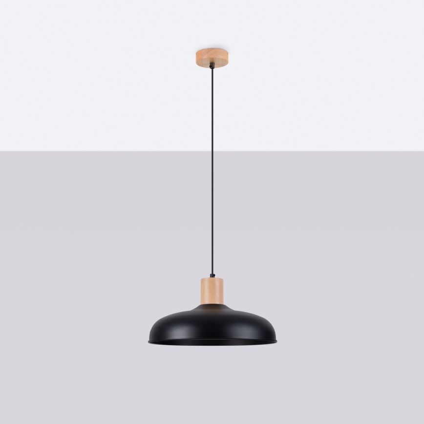 Kattokruunu johdossa INDY 1xE27/15W/230V halkaisija 38 cm musta