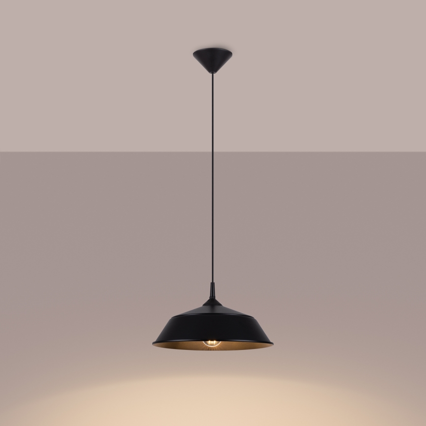 Kattokruunu johdossa FRIKA 1xE27/15W/230V halkaisija 34 cm musta