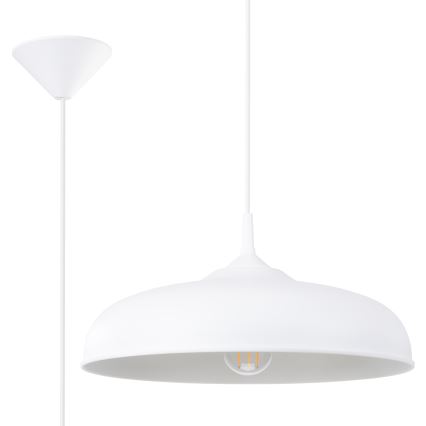 Kattokruunu johdossa GINA 1xE27/15W/230V halkaisija 38 cm valkoinen