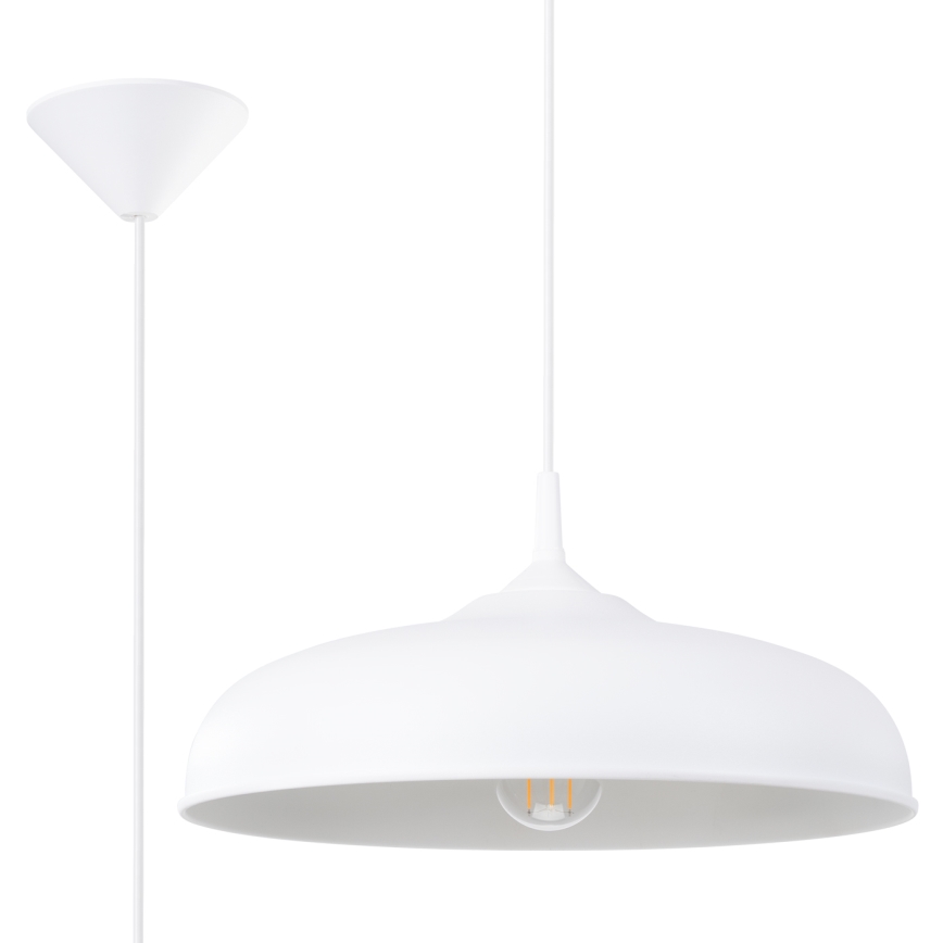 Kattokruunu johdossa GINA 1xE27/15W/230V halkaisija 38 cm valkoinen