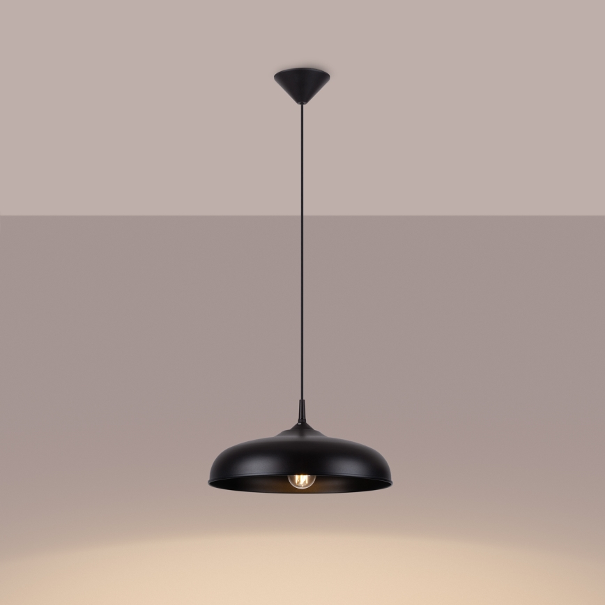 Kattokruunu johdossa GINA 1xE27/15W/230V halkaisija 38 cm musta