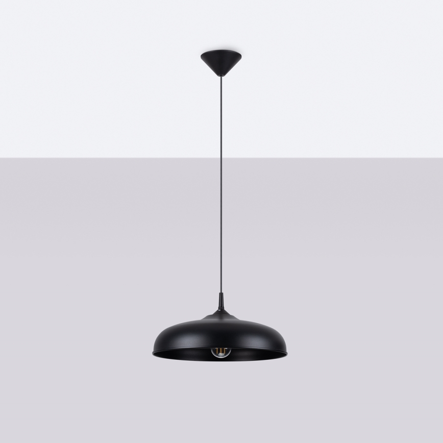 Kattokruunu johdossa GINA 1xE27/15W/230V halkaisija 38 cm musta