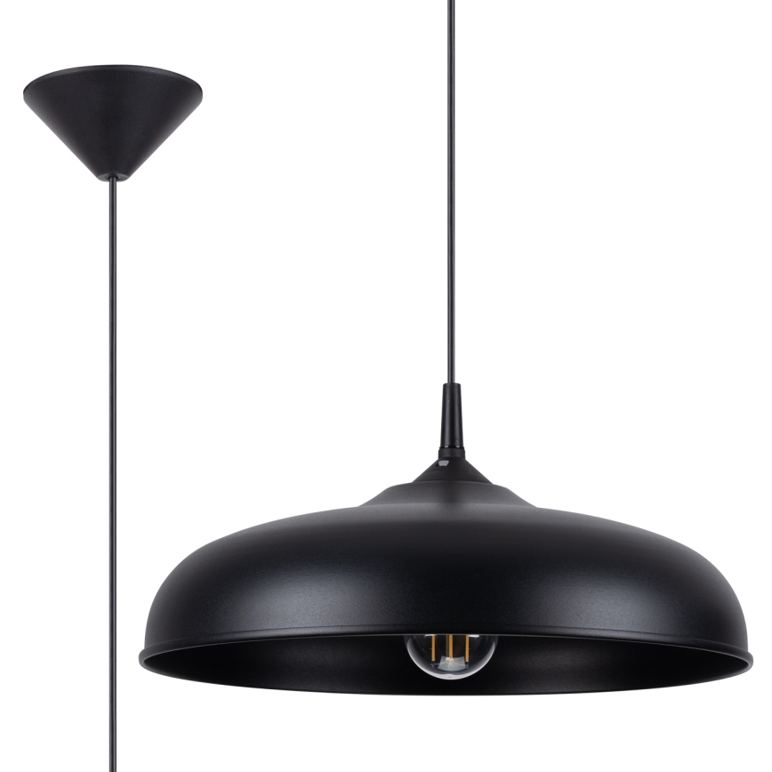 Kattokruunu johdossa GINA 1xE27/15W/230V halkaisija 38 cm musta