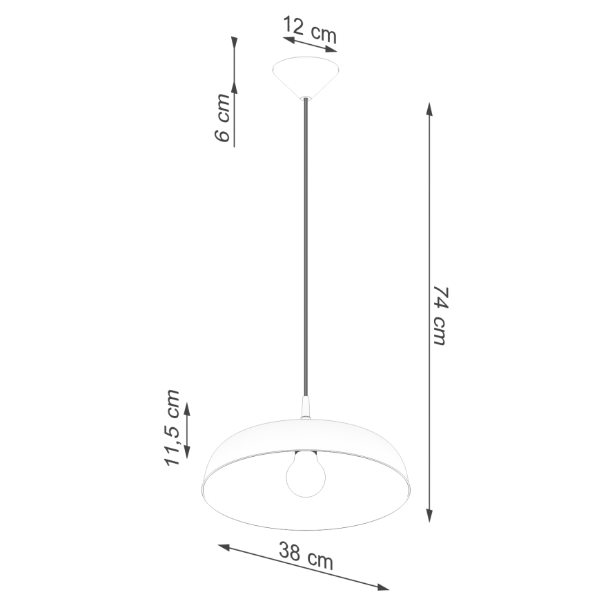Kattokruunu johdossa GINA 1xE27/15W/230V halkaisija 38 cm musta