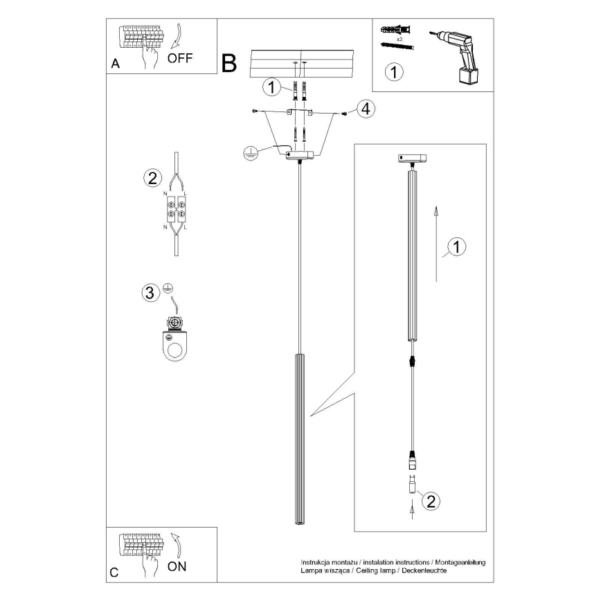 Kattokruunu johdossa ARCHE 1xG9/8W/230V musta