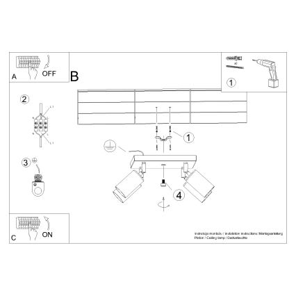 Kohdevalo WINX 4xGU10/10W/230V musta/kupari