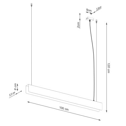 LED-kattokruunu johdossa SPARK 1xG13/8,5W/230V kulta