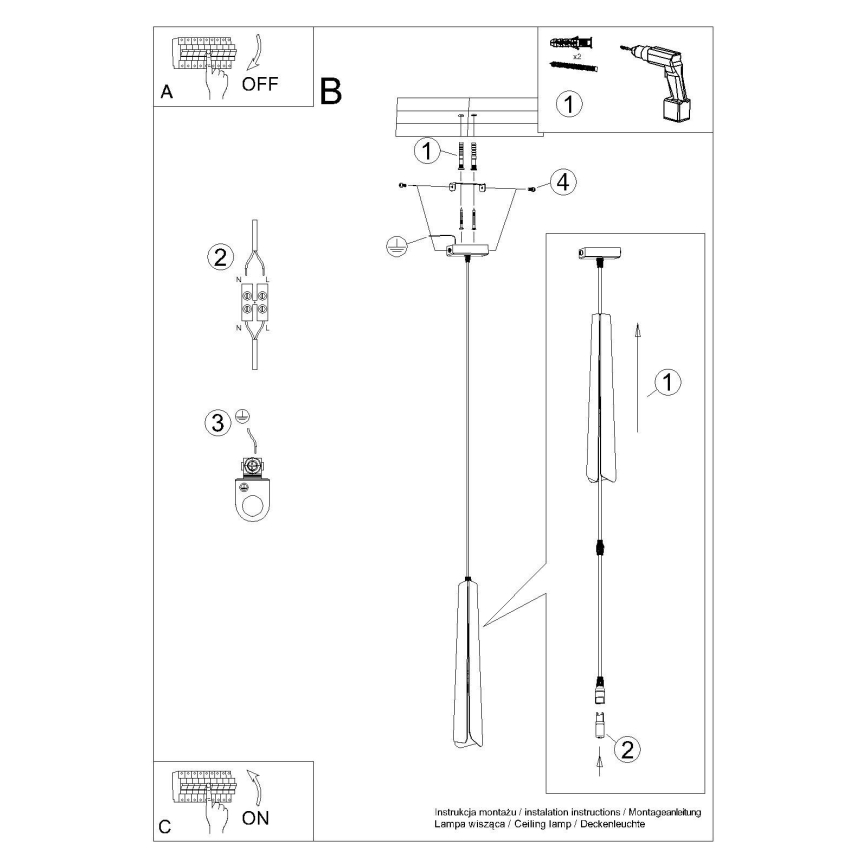 Kattokruunu johdossa PRYSM 1xG9/8W/230V musta