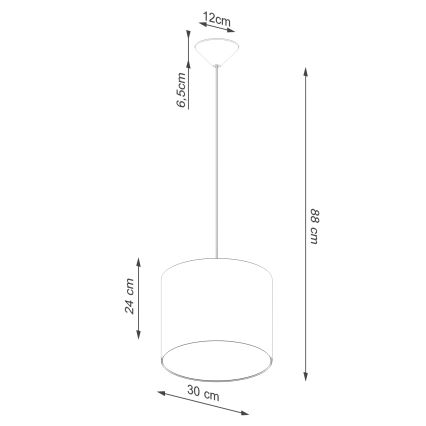 Kattokruunu johdossa NOVA 1xE27/15W/230V halkaisija 30 cm valkoinen