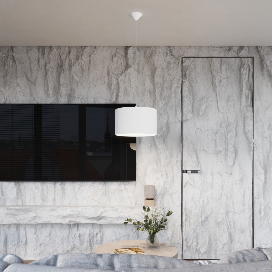 Kattokruunu johdossa NOVA 1xE27/15W/230V halkaisija 40 cm valkoinen