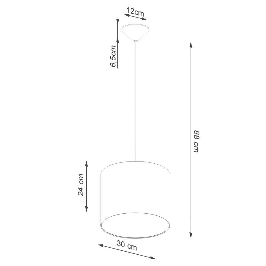 Kattokruunu johdossa NOVA 1xE27/15W/230V halkaisija 30 cm musta