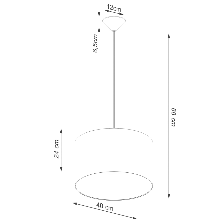 Kattokruunu johdossa NOVA 1xE27/15W/230V halkaisija 40 cm musta