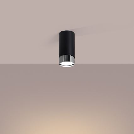 Kohdevalo NERO 1xGU10/10W/230V 12,5 cm musta/kiiltävä kromi