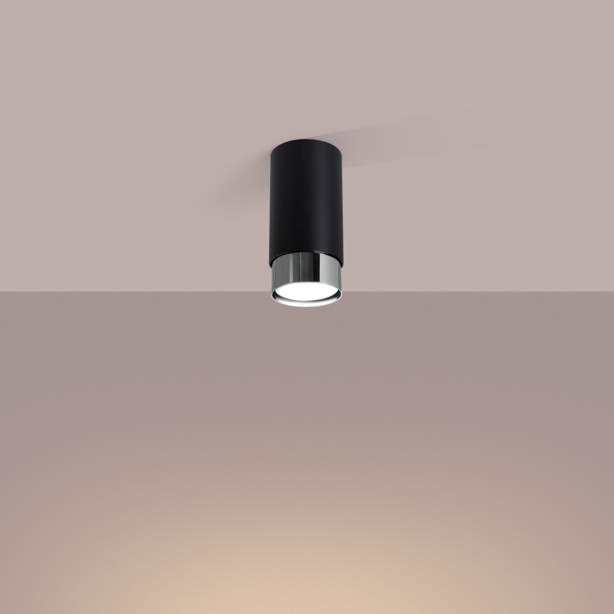 Kohdevalo NERO 1xGU10/10W/230V 12,5 cm musta/kiiltävä kromi