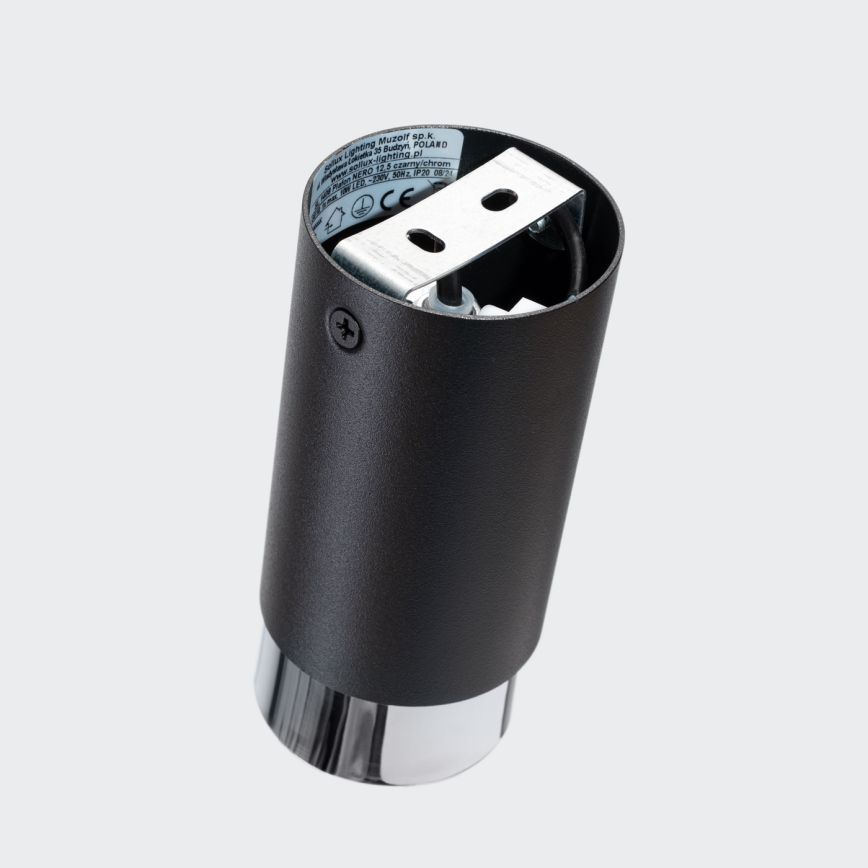 Kohdevalo NERO 1xGU10/10W/230V 12,5 cm musta/kiiltävä kromi