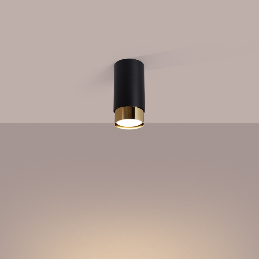 Kohdevalo NERO 1xGU10/10W/230V 12,5 cm musta/kulta
