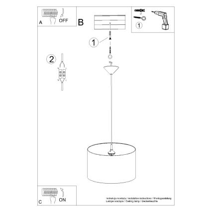 Lasten riipuskattokruunu johdossa UNICORN 1xE27/15W/230V halkaisija 40 cm yksisarvinen