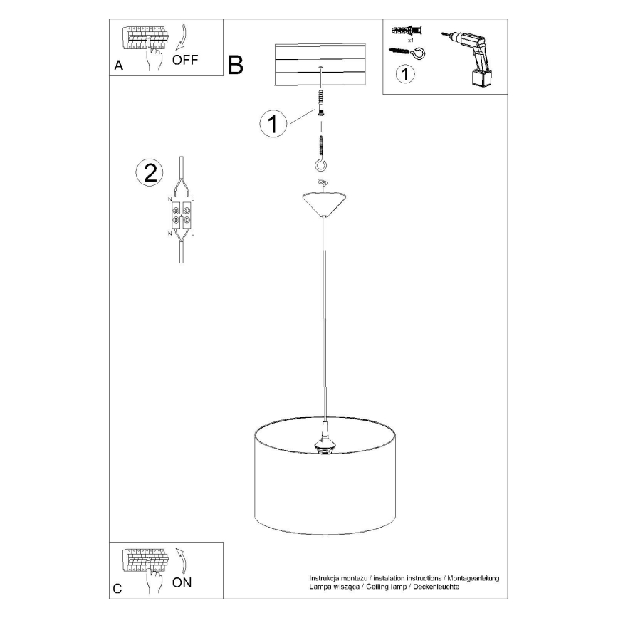Lasten riipuskattokruunu johdossa UNICORN 1xE27/15W/230V halkaisija 40 cm yksisarvinen