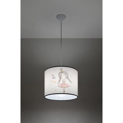 Lasten riipuskattokruunu johdossa PRINCESS 1xE27/15W/230V halkaisija 30 cm prinsessa