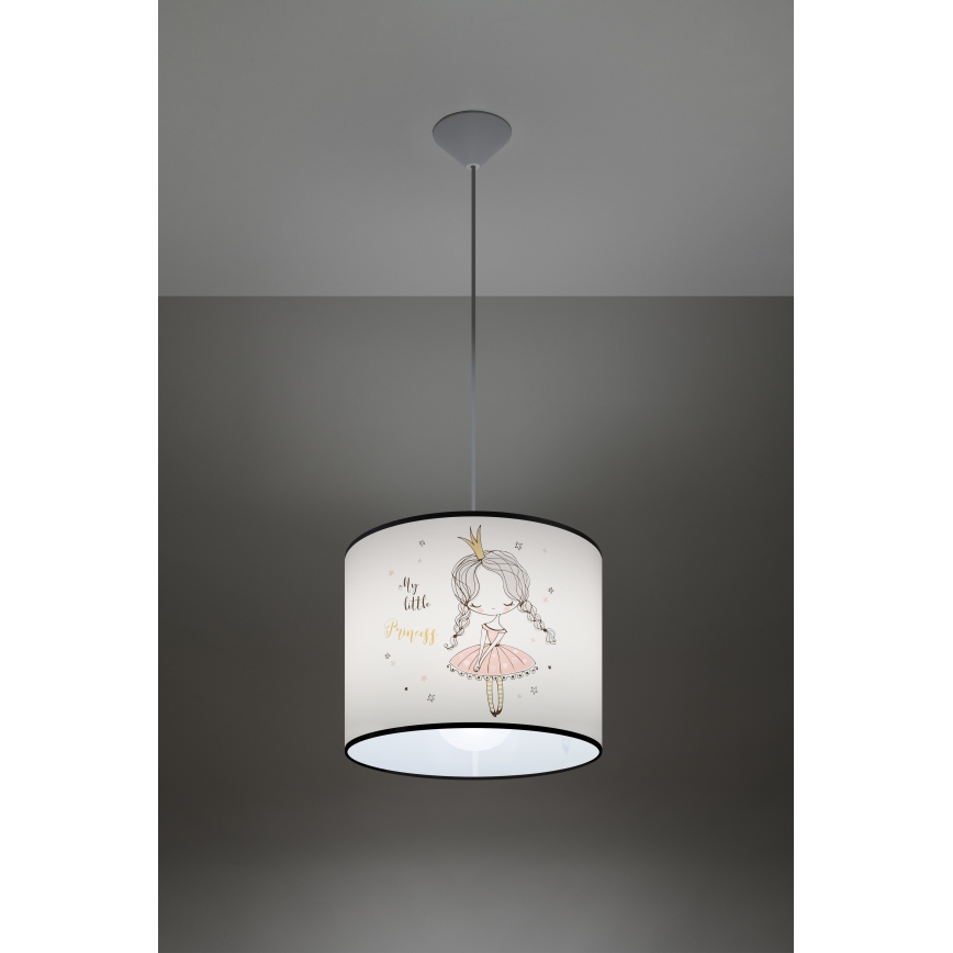 Lasten riipuskattokruunu johdossa PRINCESS 1xE27/15W/230V halkaisija 30 cm prinsessa