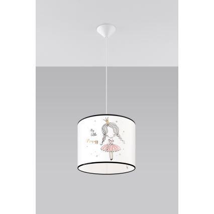 Lasten riipuskattokruunu johdossa PRINCESS 1xE27/15W/230V halkaisija 30 cm prinsessa