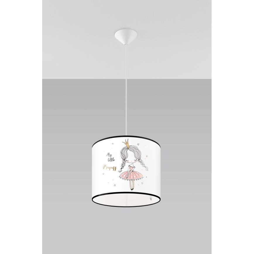 Lasten riipuskattokruunu johdossa PRINCESS 1xE27/15W/230V halkaisija 30 cm prinsessa