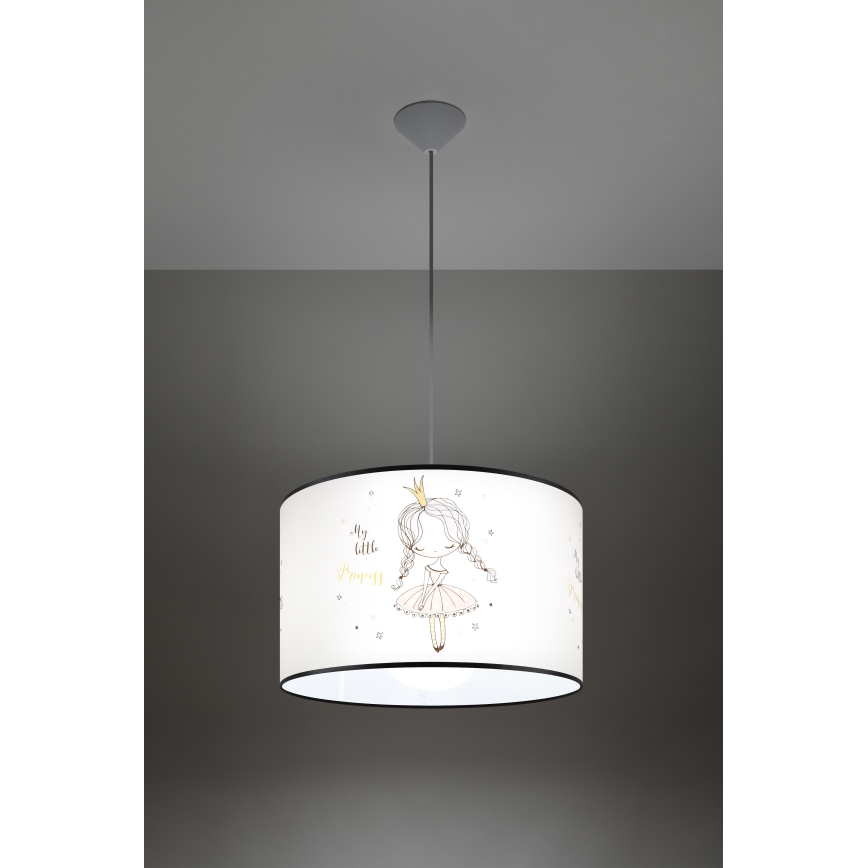 Lasten riipuskattokruunu johdossa PRINCESS 1xE27/15W/230V halkaisija 40 cm prinsessa