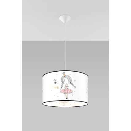 Lasten riipuskattokruunu johdossa PRINCESS 1xE27/15W/230V halkaisija 40 cm prinsessa