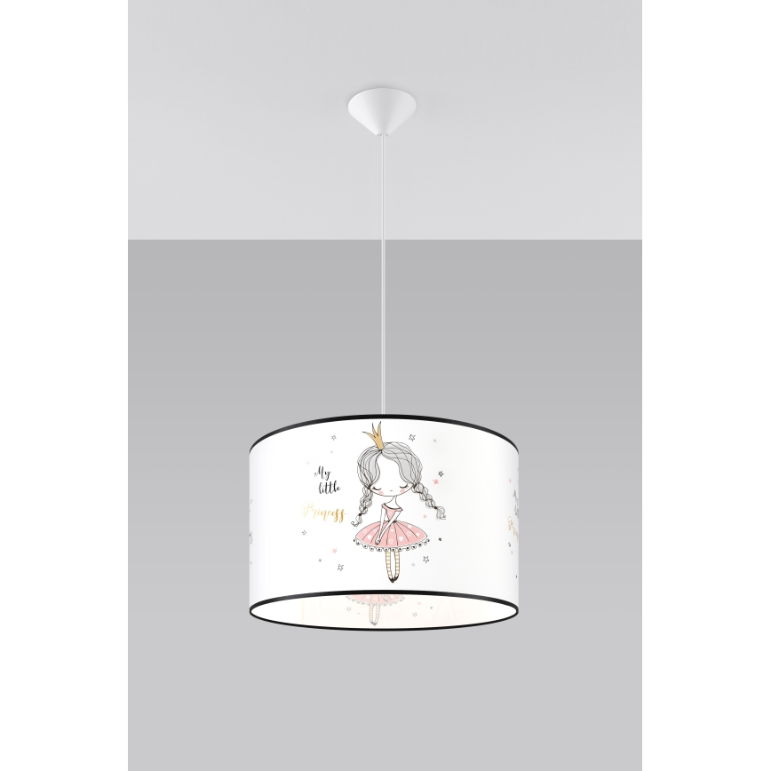 Lasten riipuskattokruunu johdossa PRINCESS 1xE27/15W/230V halkaisija 40 cm prinsessa