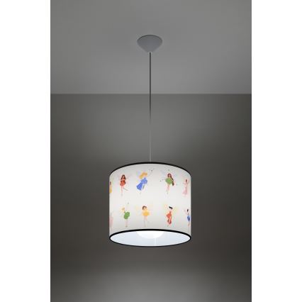 Lasten riipuskattokruunu johdossa FAIRY 1xE27/15W/230V halkaisija 30 cm keiju