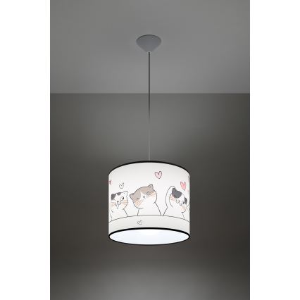 Lasten riipuskattokruunu johdossa CAT 1xE27/15W/230V halkaisija 30 cm kissa