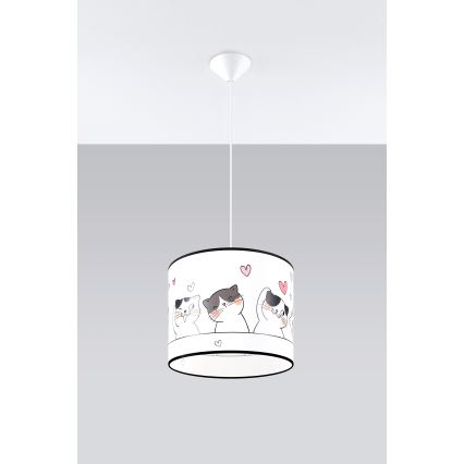 Lasten riipuskattokruunu johdossa CAT 1xE27/15W/230V halkaisija 30 cm kissa