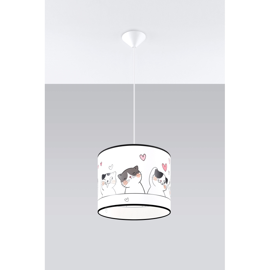 Lasten riipuskattokruunu johdossa CAT 1xE27/15W/230V halkaisija 30 cm kissa
